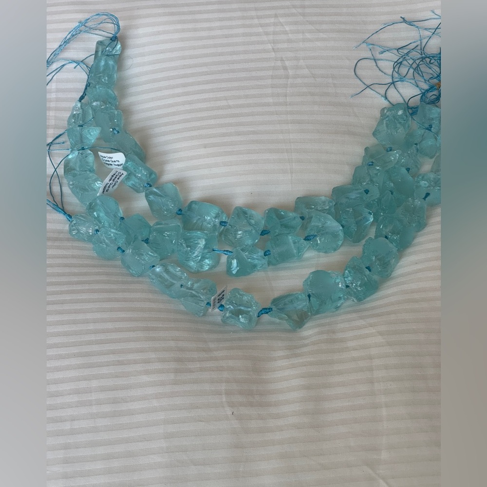 BLUE QUARTZ STONES 3 STRANDS JEWELRY MAKING NWT